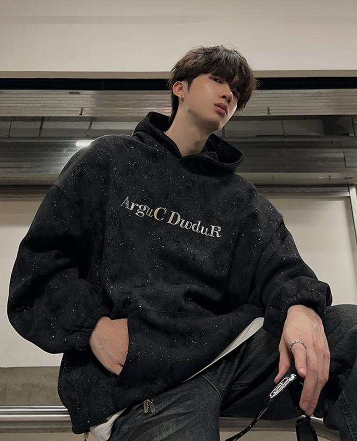 Metallic logo hoodie OR3747 – 韓国メンズファッション通販 - ORUN -