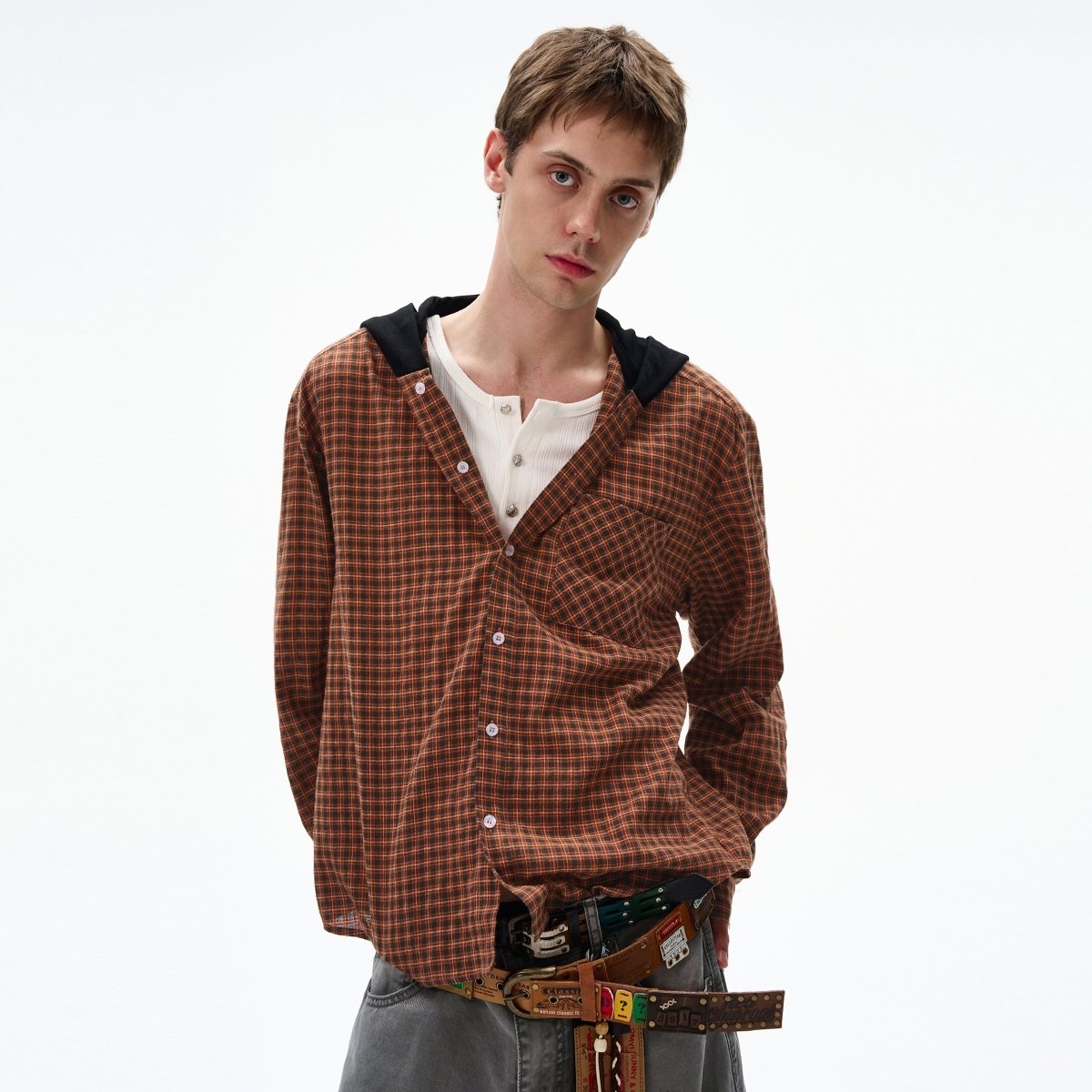 アクネストゥディオズ チェック柄　フードシャツ オンラインストア限定】 Acne Studios (アクネストゥディオズ