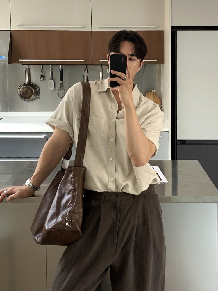 Plain short sleeve shirt OR3287 – 韓国メンズファッション通販 - ORUN -