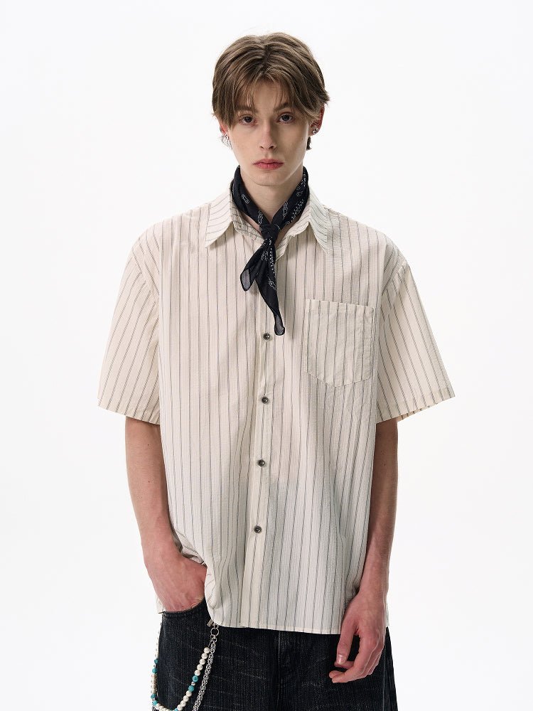 ストライプコットンシャツ メンズ 半袖｜Striped SHIRT OR4430 – 韓国