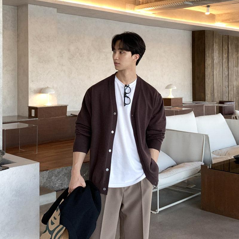 Dark Brown Knit Cardigan or339 – 韓国メンズファッション通販 - ORUN -