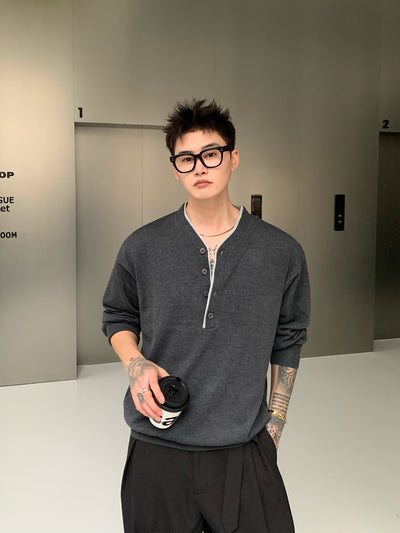 No-collar loose knit T-shirt OR4723