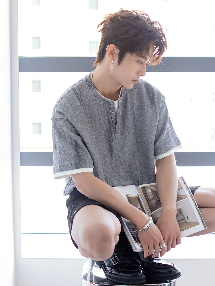 Fake two-piece short sleeve T-shirt OR4328