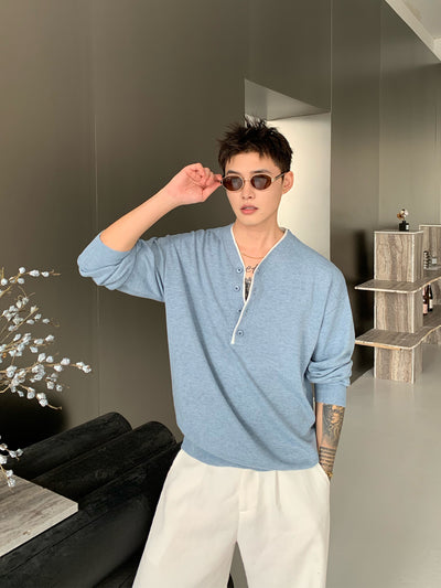 No-collar loose knit T-shirt OR4723