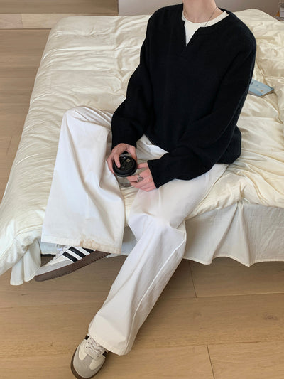V neck a solid knit sweater or2188