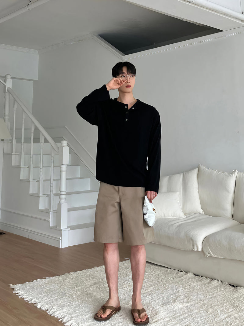 Henry collar long sleeve T-shirt OR4652