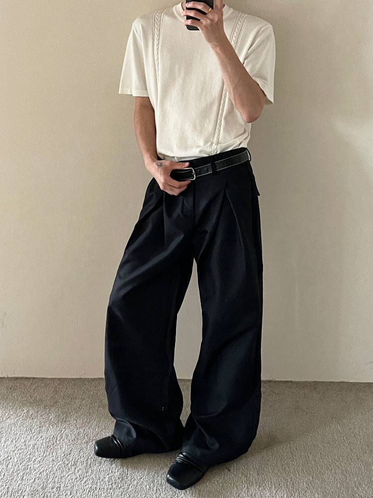 Double pleated straight pants OR4660