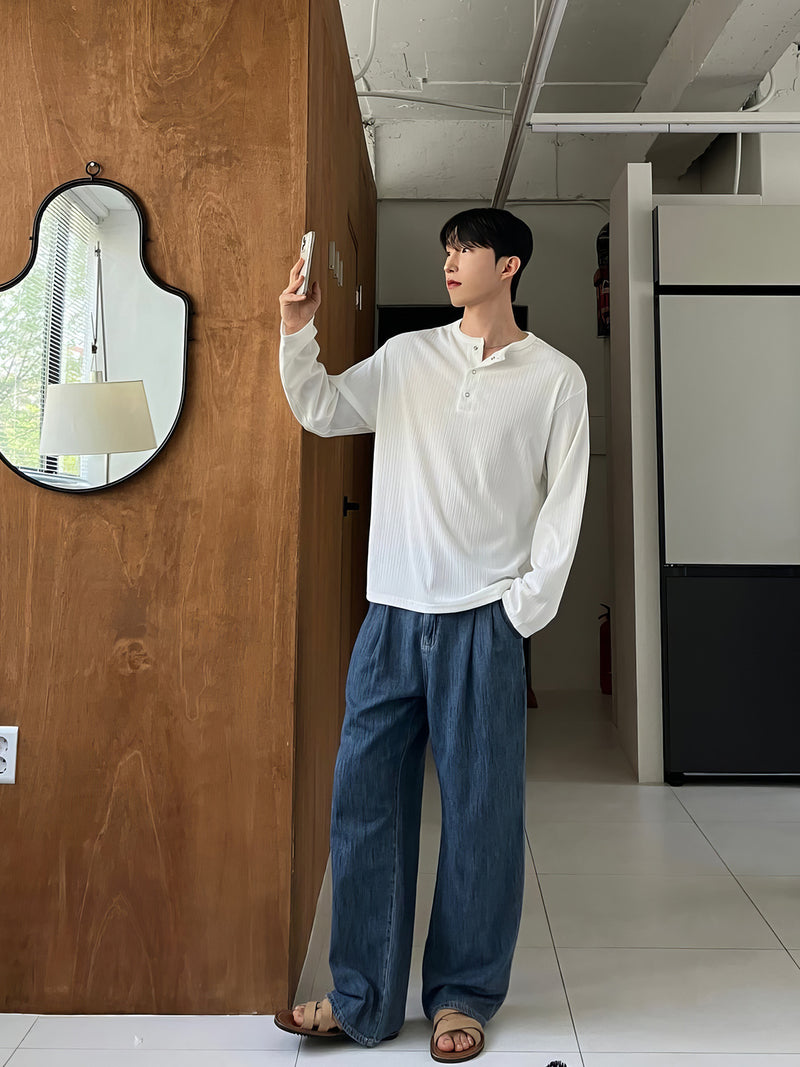 Henry collar long sleeve T-shirt OR4652