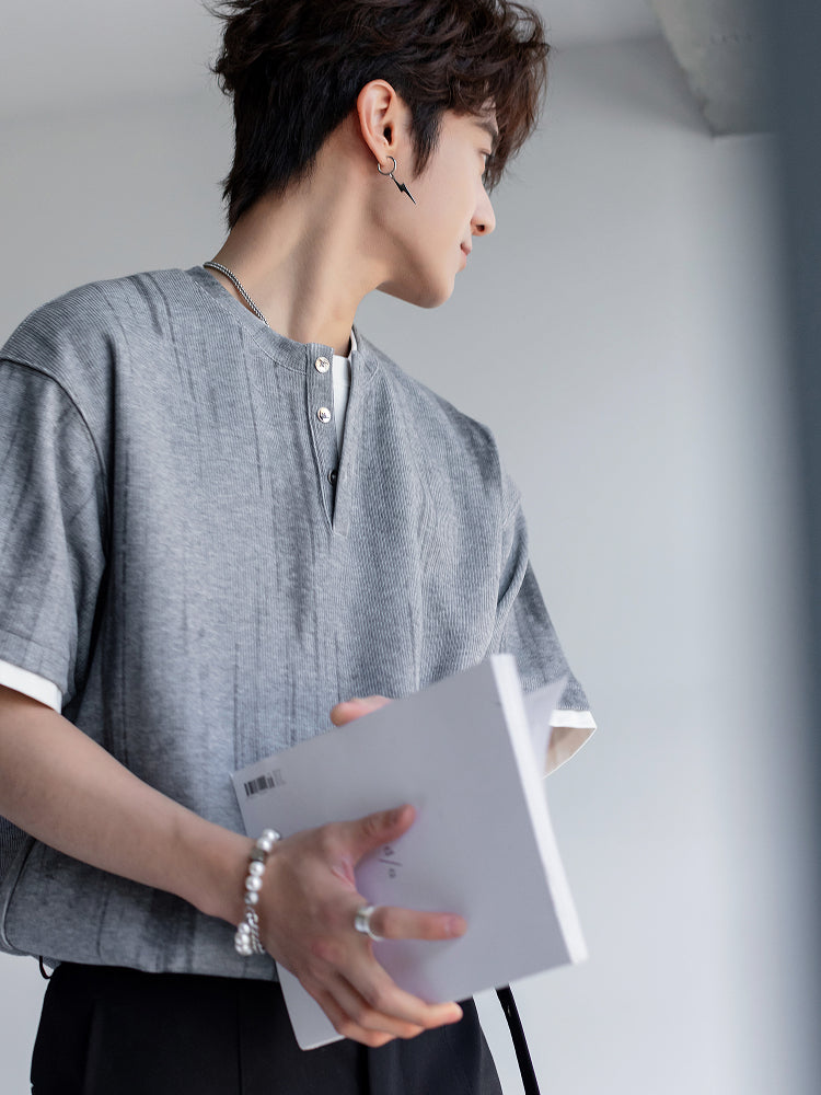 Fake two-piece short sleeve T-shirt OR4328
