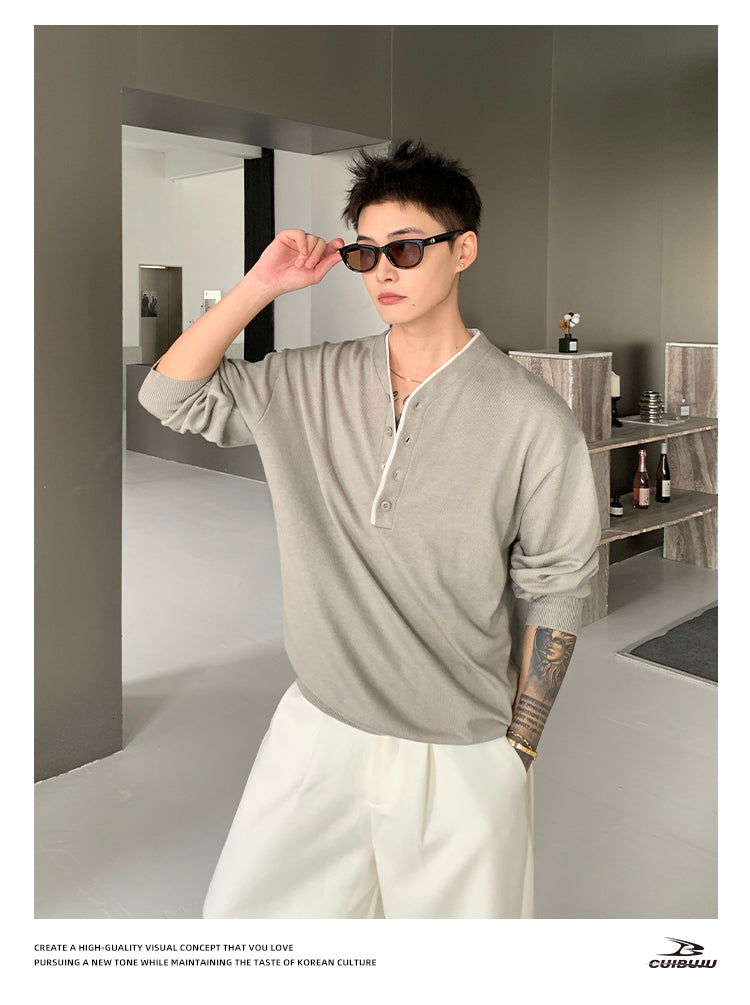 No-collar loose knit T-shirt OR4723
