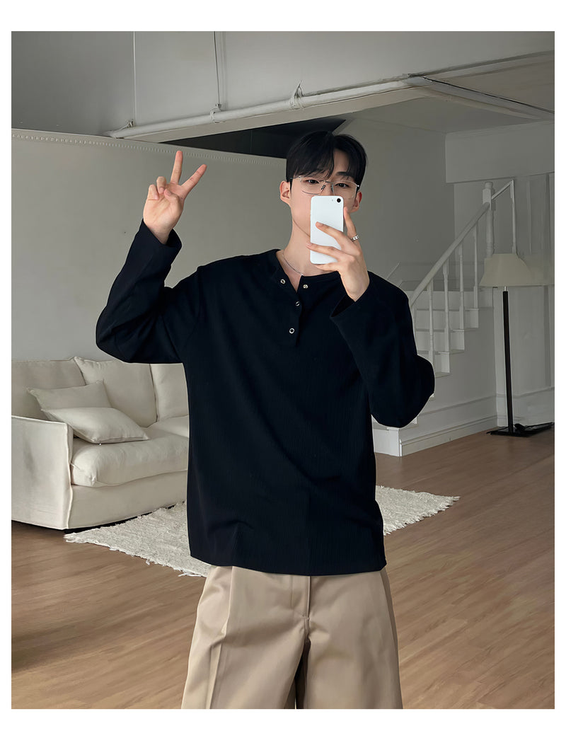 Henry collar long sleeve T-shirt OR4652