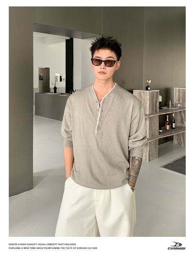No-collar loose knit T-shirt OR4723