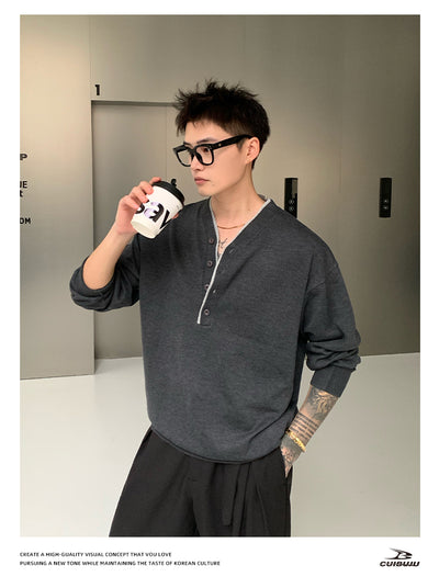 No-collar loose knit T-shirt OR4723