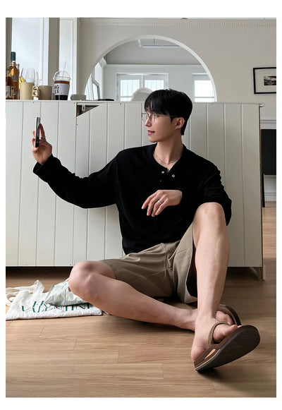 Henry collar long sleeve T-shirt OR4652