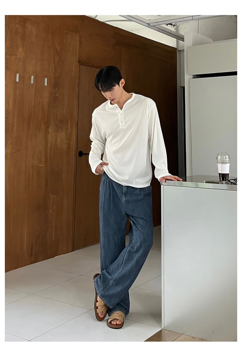 Henry collar long sleeve T-shirt OR4652
