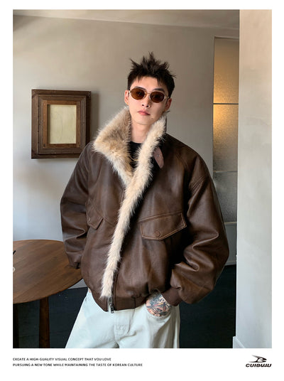 ファー付きレザージャケット OR4734