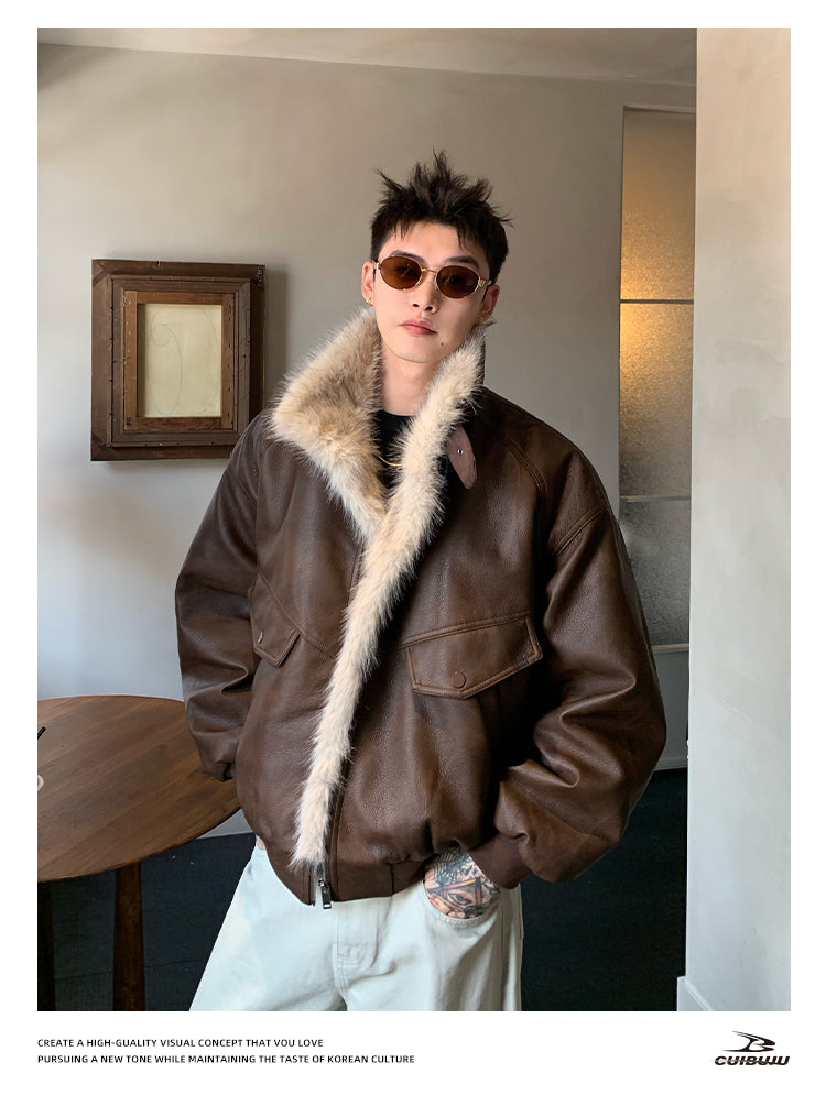 ファー付きレザージャケット OR4734