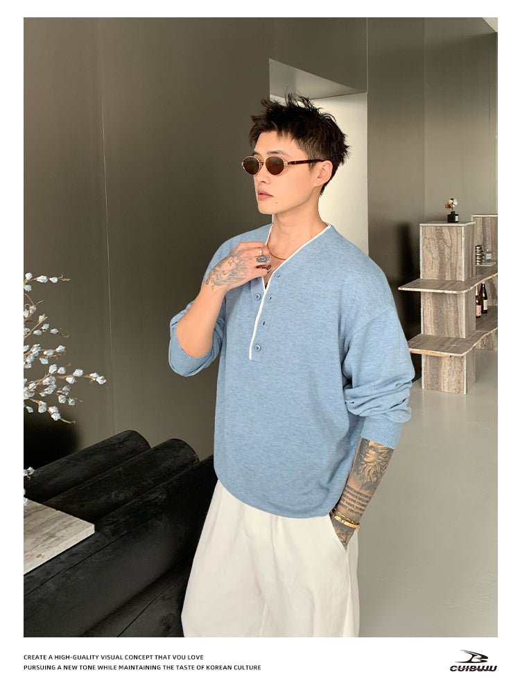 No-collar loose knit T-shirt OR4723
