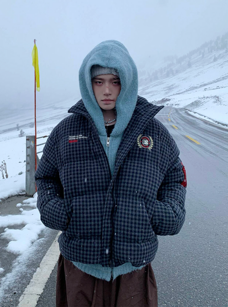 チェックショートオーバーフィット中綿ジャケット　OR4805