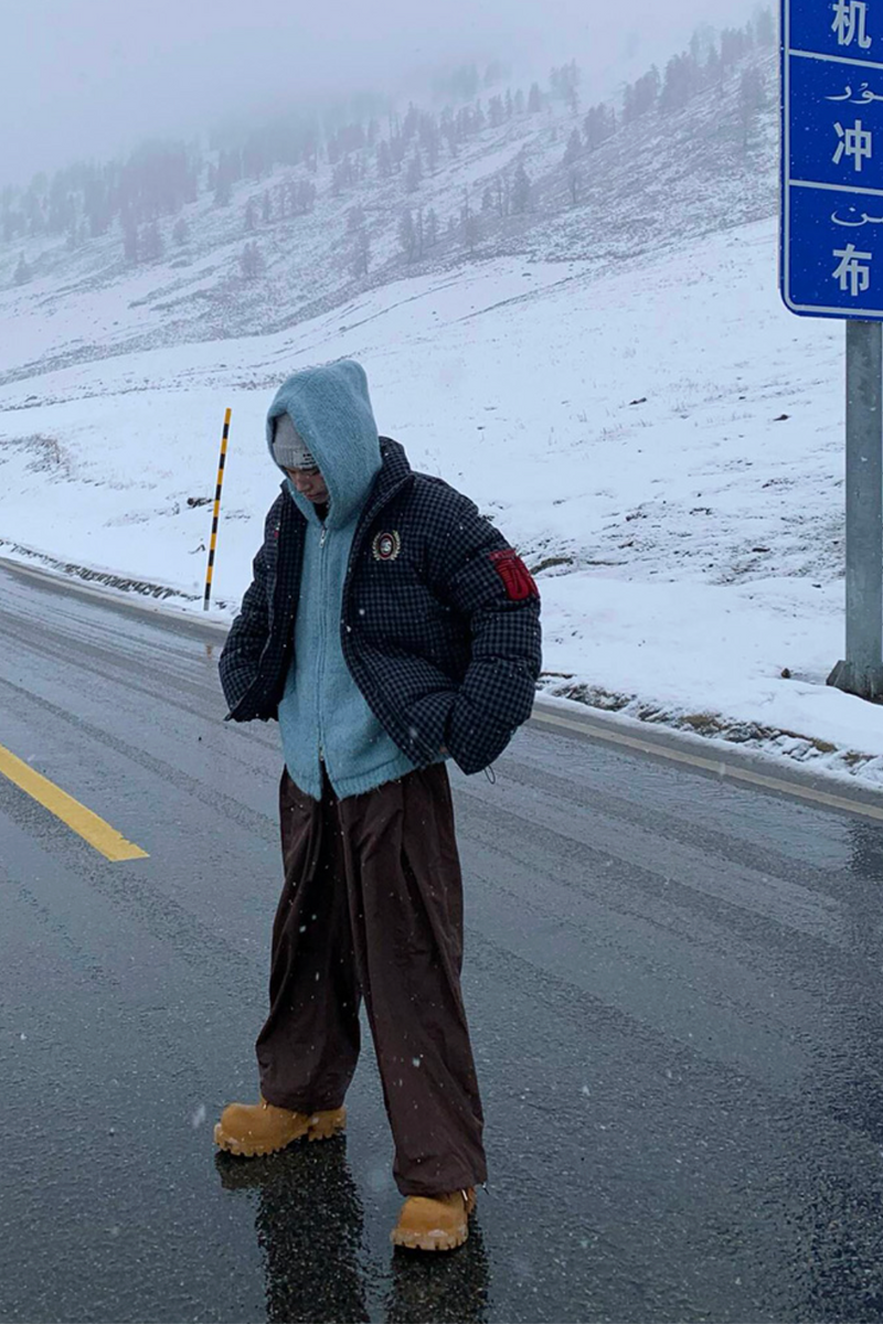 チェックショートオーバーフィット中綿ジャケット　OR4805