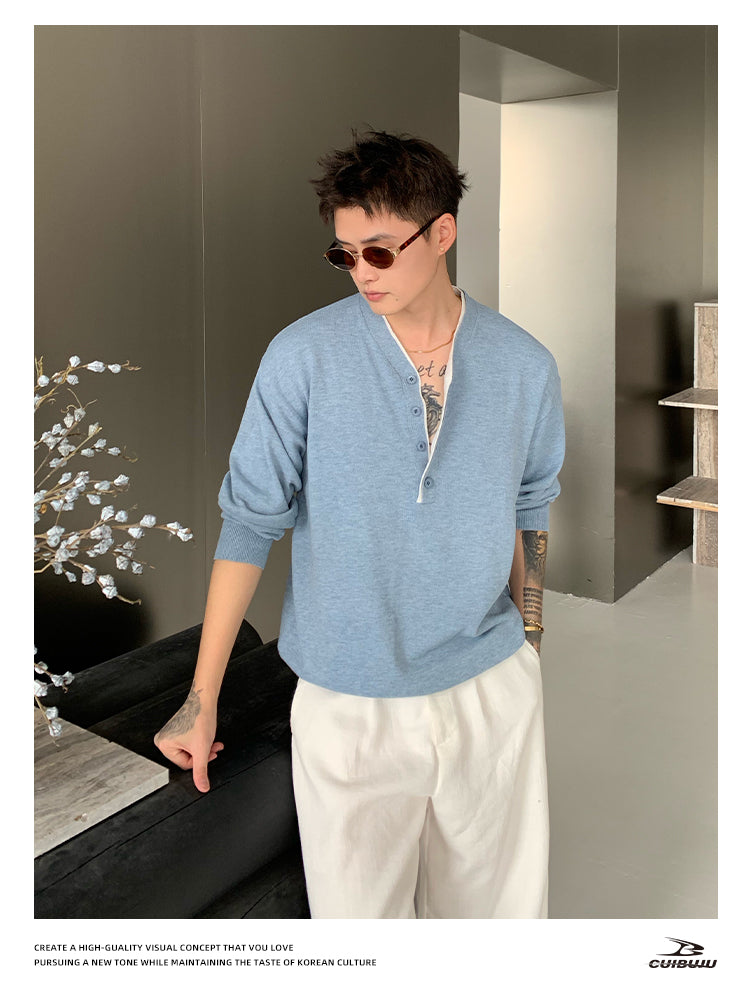 No-collar loose knit T-shirt OR4723