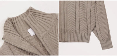 Stand Collar Cable Pattern Sweater OR4720