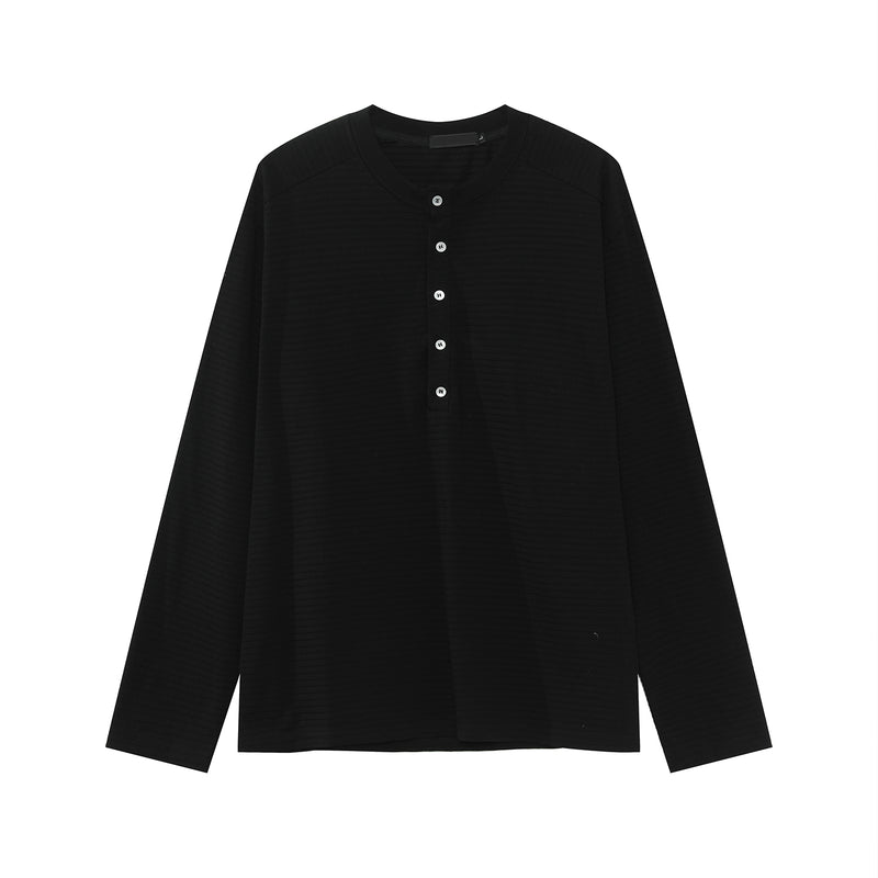 Henry collar striped long sleeve T-shirt OR4653