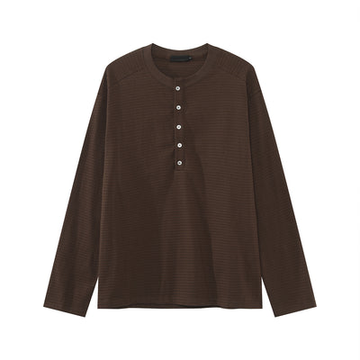 Henry collar striped long sleeve T-shirt OR4653
