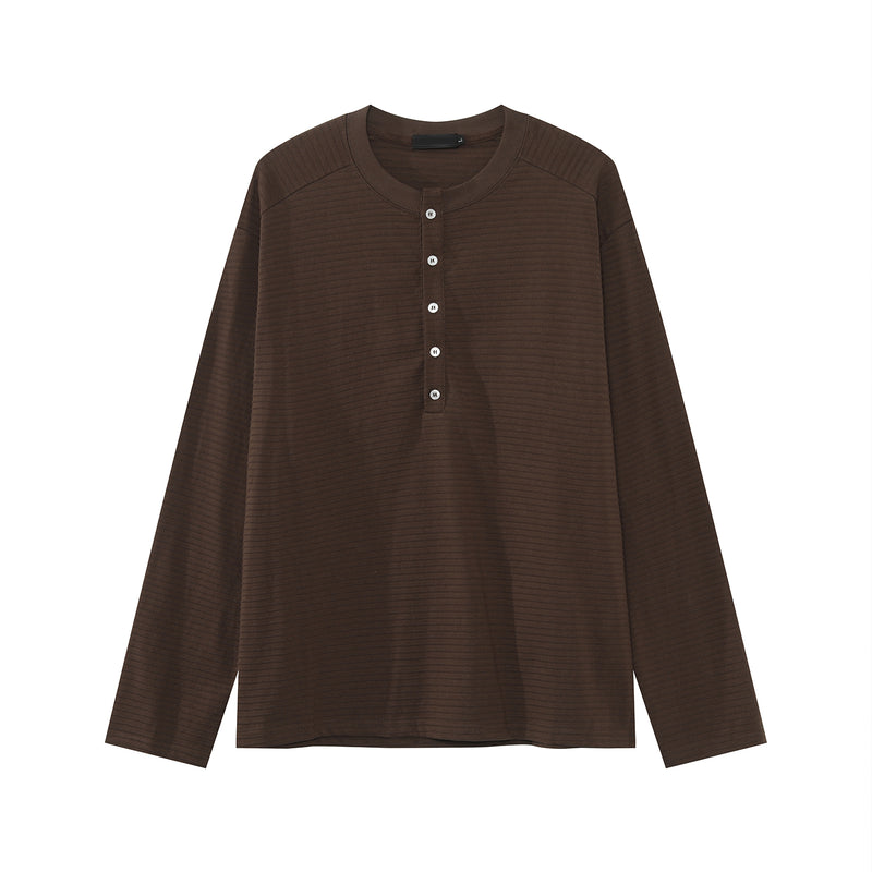 Henry collar striped long sleeve T-shirt OR4653