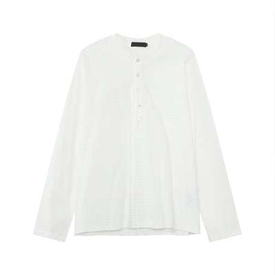 Henry collar striped long sleeve T-shirt OR4653