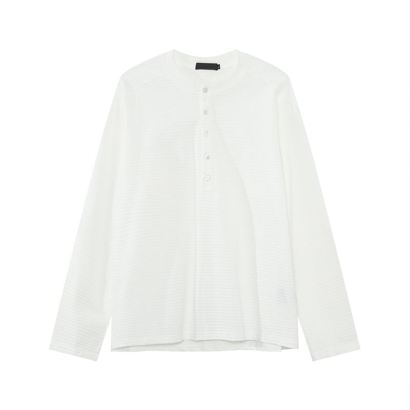 Henry collar striped long sleeve T-shirt OR4653