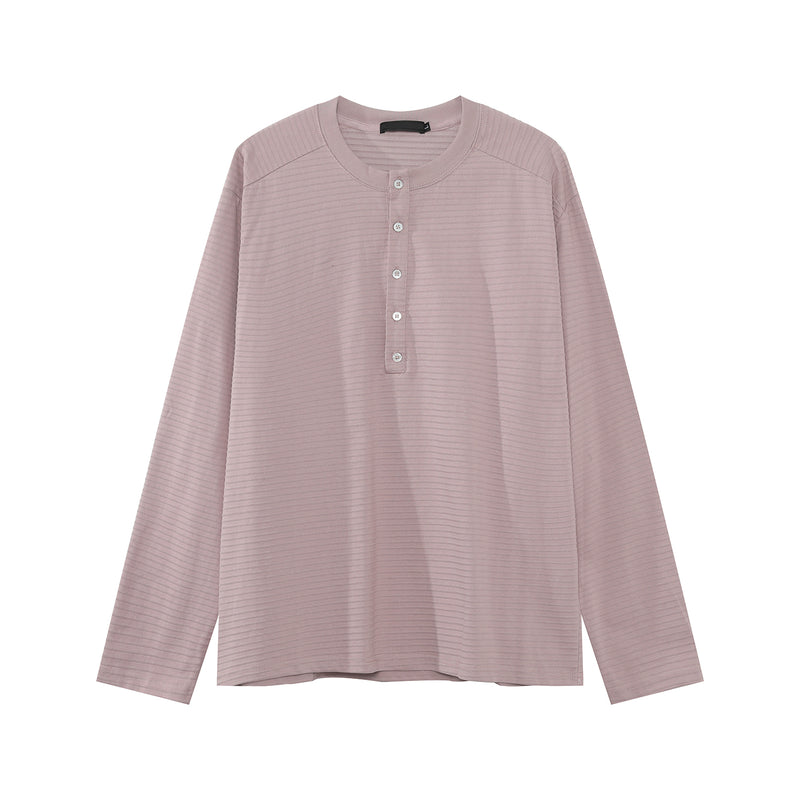 Henry collar striped long sleeve T-shirt OR4653