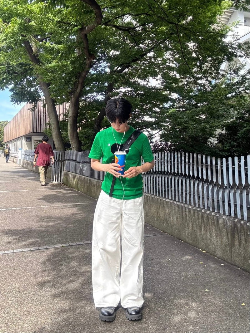 ステッチデザインAラインホワイトデニム EN004 - 韓国メンズファッション通販 - ORUN - 