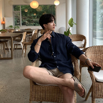 リネンタッチシャツ メンズ 長袖｜Airy Linen SHIRT OR4356 - 韓国メンズファッション通販 - ORUN - 