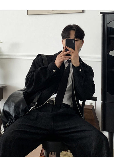 Black Lapel Jacket OR4620 - 韓国メンズファッション通販 - ORUN - 