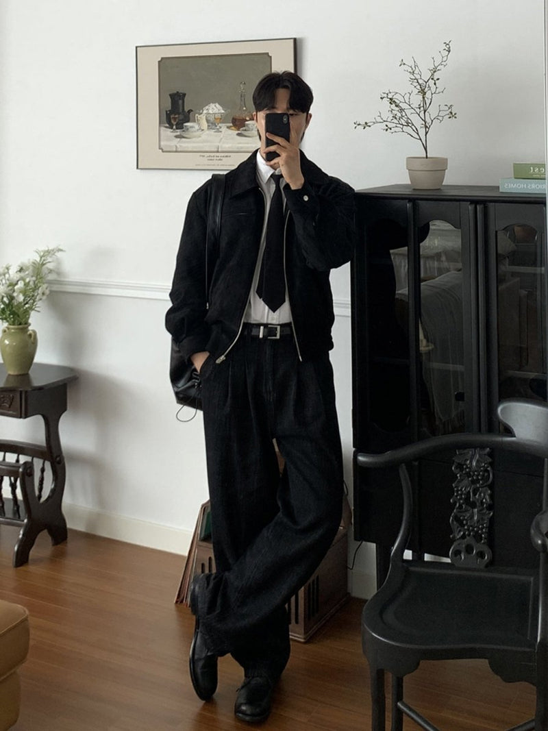 Black Lapel Jacket OR4620 - 韓国メンズファッション通販 - ORUN - 