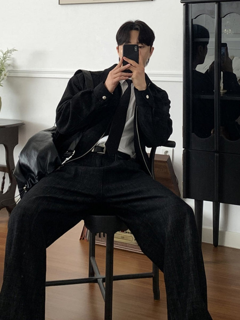 Black Lapel Jacket OR4620 - 韓国メンズファッション通販 - ORUN - 