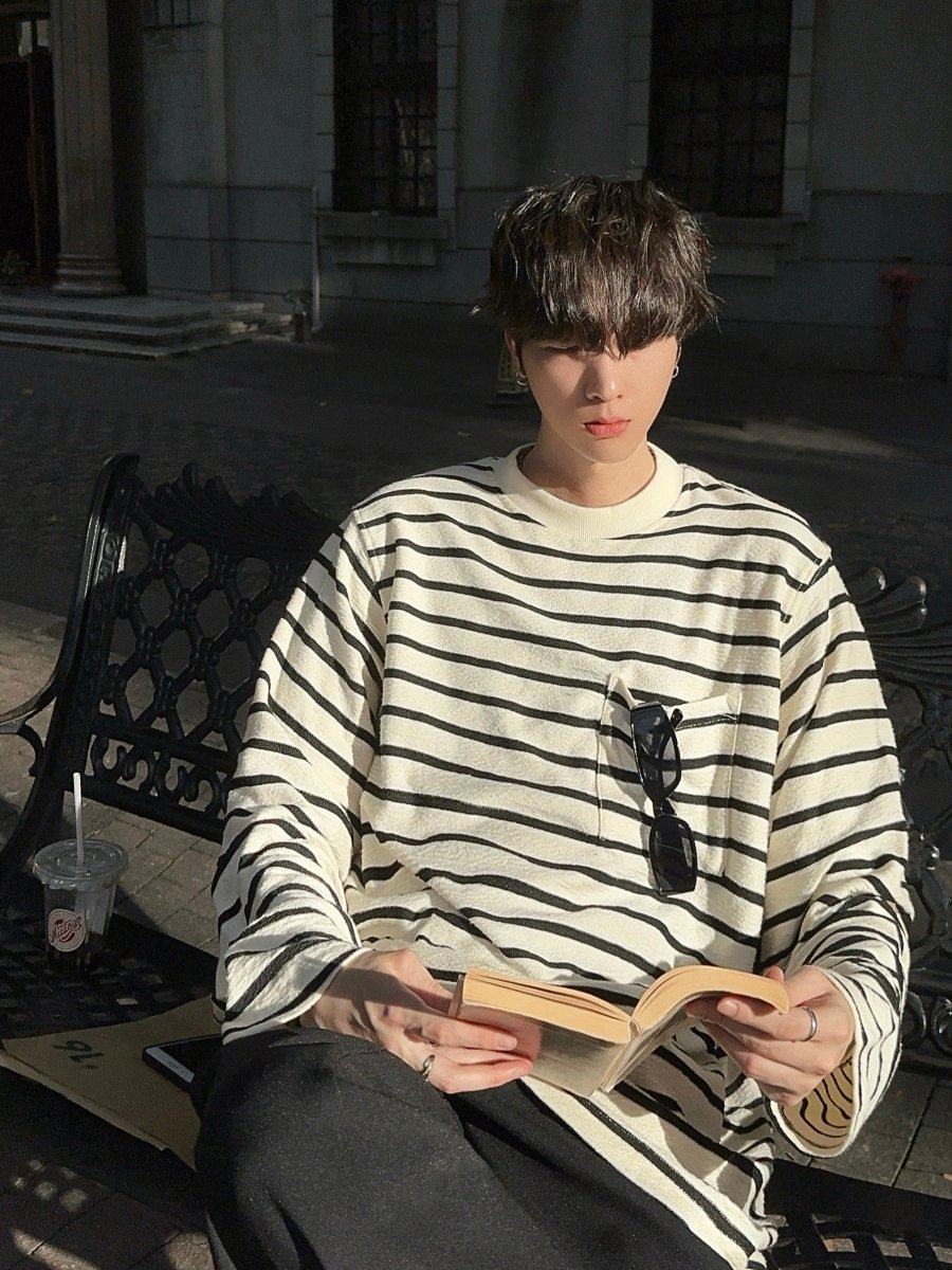 Border long T-shirt OR3475 – 韓国メンズファッション通販 - ORUN -