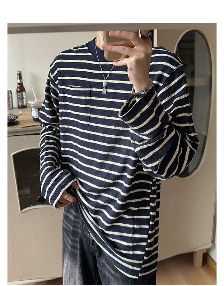 Border long T-shirt OR3475 – 韓国メンズファッション通販 - ORUN -