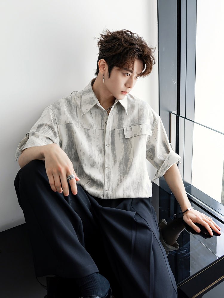 ブラシストロークサテンシャツ メンズ｜Brushstroke Satin SHIRT OR4352 - 韓国メンズファッション通販 - ORUN - 