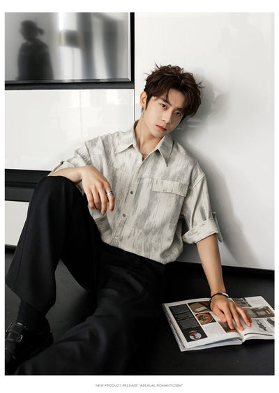 ブラシストロークサテンシャツ メンズ｜Brushstroke Satin SHIRT OR4352 - 韓国メンズファッション通販 - ORUN - 