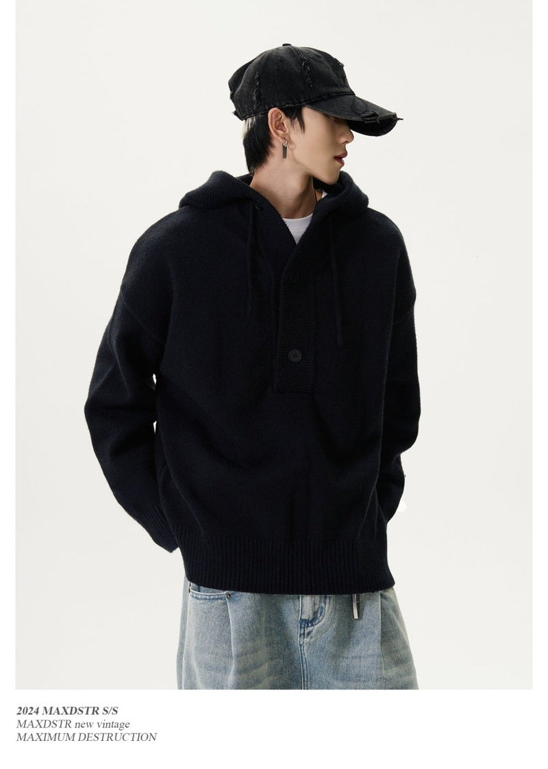 button hooded sweater OR3907 - ORUN