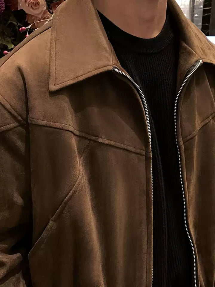 ラグジュアリー・カーメルスエードジャケット – 韓国メンズ