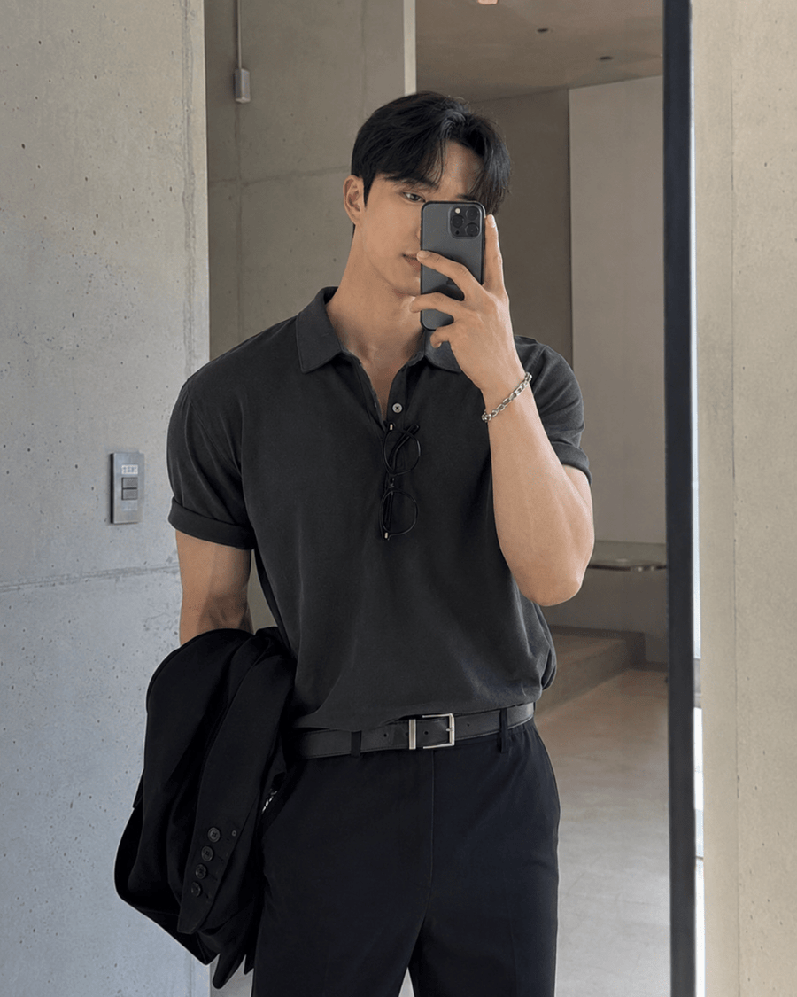 バイカラー・ダブルカラー 半袖ニットTシャツ OR5286 – 韓国メンズ