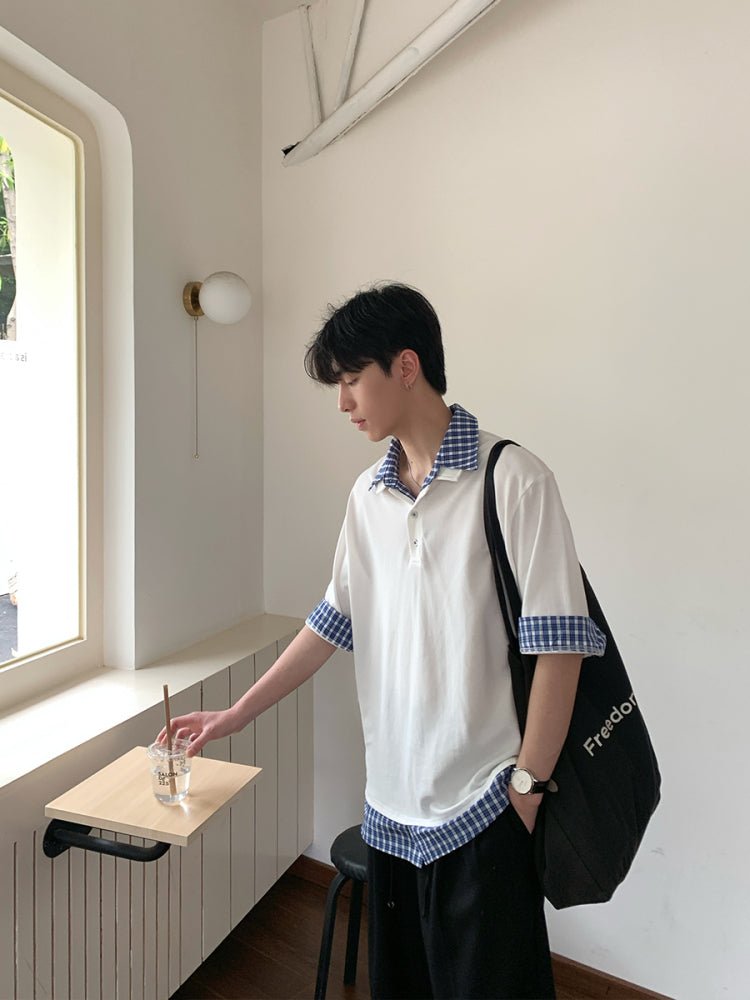 Check collar layered style shirt OR4333 - ORUN