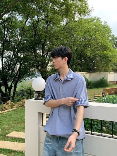 Check collar layered style shirt OR4333 - ORUN
