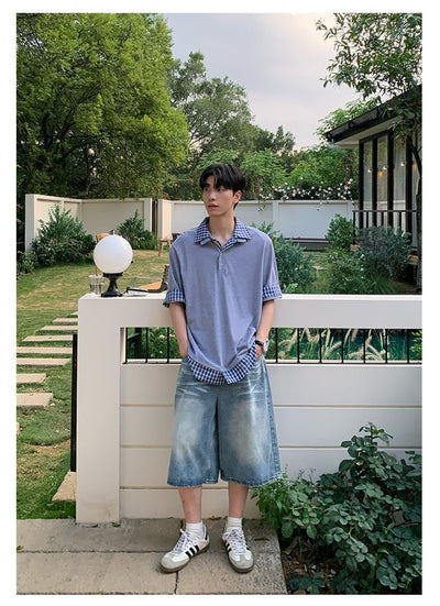 Check collar layered style shirt OR4333 - ORUN
