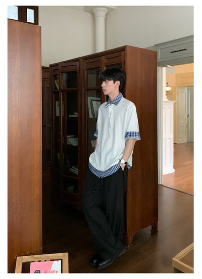 Check collar layered style shirt OR4333 - ORUN