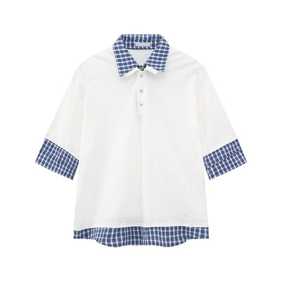 Check collar layered style shirt OR4333 - ORUN