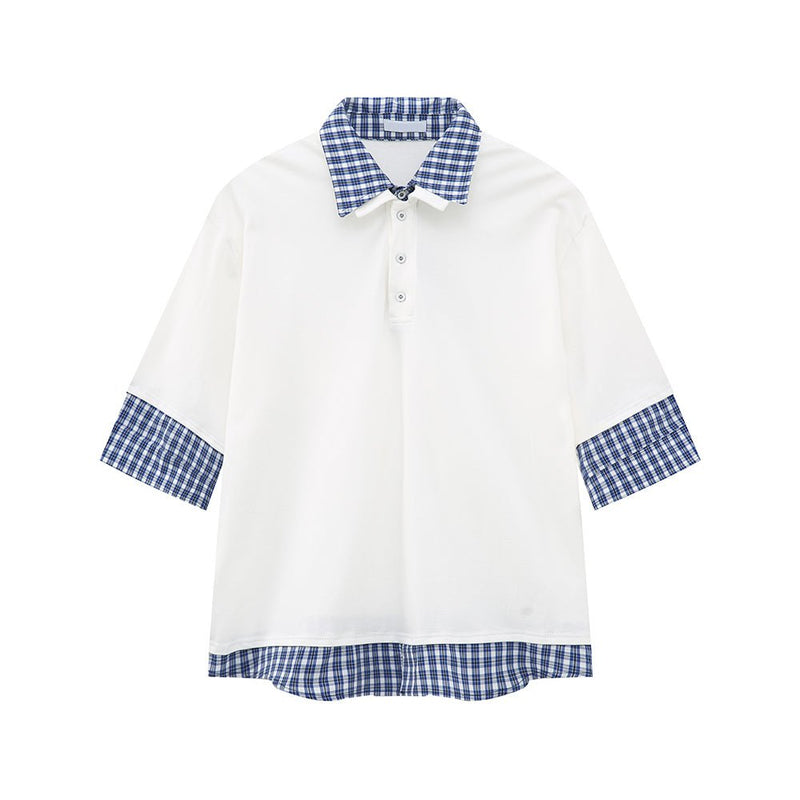 Check collar layered style shirt OR4333 - ORUN